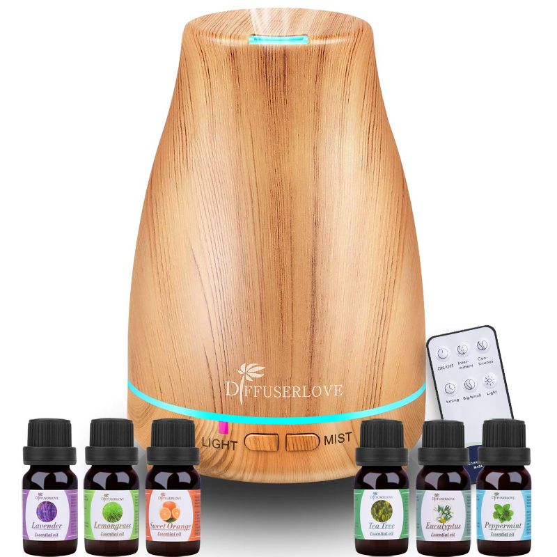 Photo 2 of Diffuserlove Essential Oil Diffuser 200ML Ultrasonic Wood Grain Aroma Diffuser Mist Humidifiers with 7 Color LED Lights and Waterless Auto Shut-off for Bedroom Office Room House