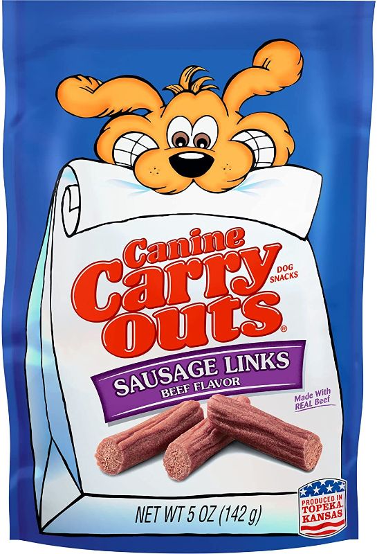 Photo 1 of 3 PACK - Canine Carry Outs Sausage Links Beef Flavor Dog Snacks, 5 Ounce Bag
EXP APRIL 2022