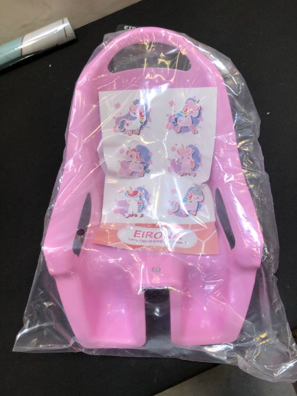 Photo 3 of EIRONA Doll Bike Seat for Girls, Bicycle Doll Chair for 12 14 16 18 20 Inch Bike, American Girl Kids Children Bike Accessories for Doll, Pink