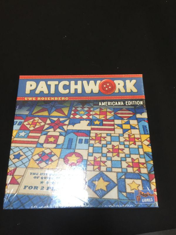 Photo 2 of 
Patchwork Board Game Americana Edition | Strategy Game | Puzzle Game | Family Board Game for Kids and Adults | Ages 8 and up | 2 Players | Average Playtime 30 Minutes | Made by Lookout Games factory sealed 