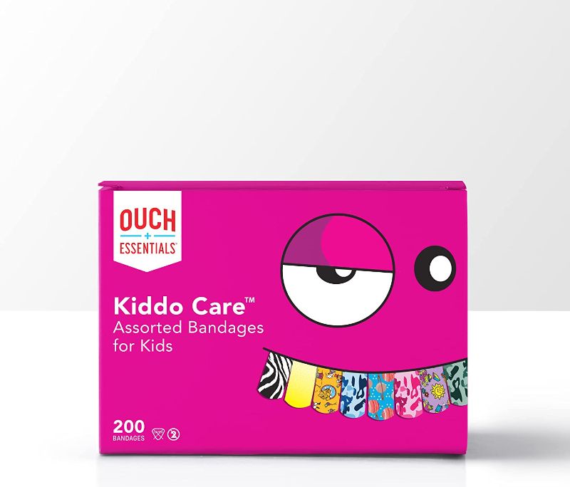 Photo 1 of 2 packs Ouch Essentials Kiddo Care - Kids Adhesive Bandages, Assorted Styles, 200 Count
