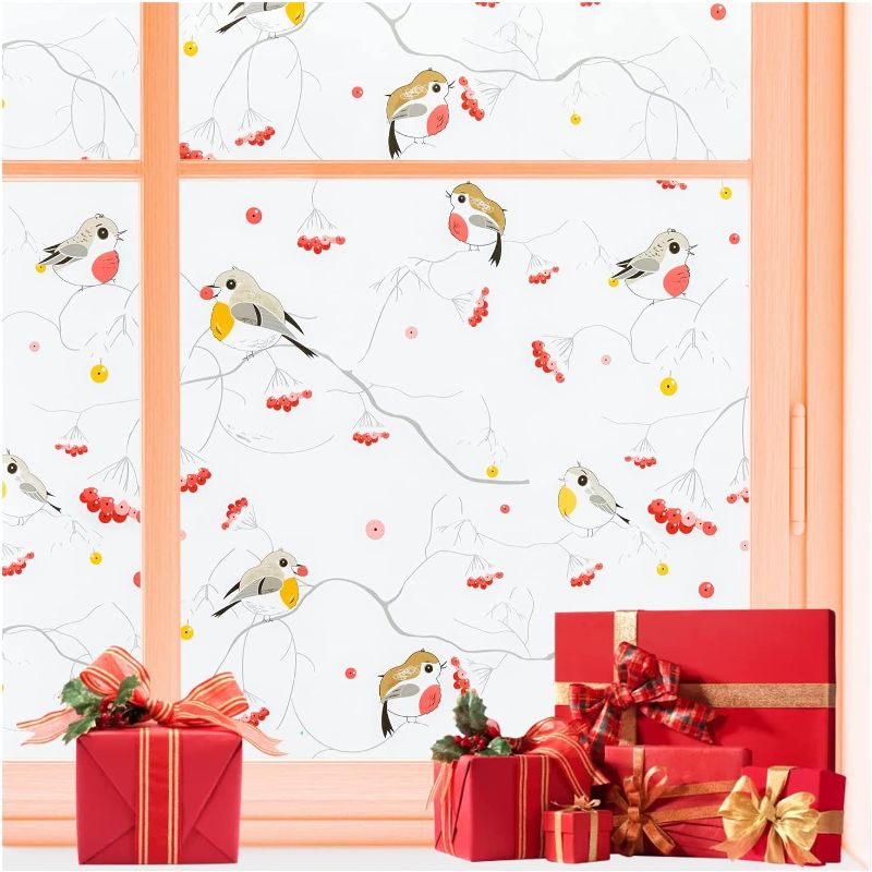 Photo 1 of Coavas Privacy Window Film Decorative Bird Window Clings Vinyl No Glue Frosted Glass Sticker for Home Office Static Anti-UV Window Paper Decorative Window Covering for Bathroom(11.8 x 78.7 Inches)
