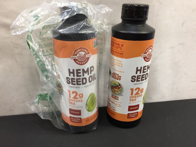 Photo 1 of 2 pack Exp--2022-MAR-2022 Manitoba Harvest Hemp Seed Oil, 12g of Omegas 3&6 Per Serving, Non-GMO, Vegan, Gluten-Free 12 Fl Oz
