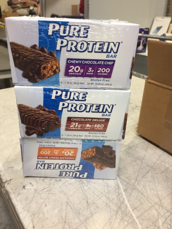 Photo 2 of Pure Protein Bars, High Protein, Nutritious Snacks to Support Energy, Low Sugar, Gluten Free, Variety Pack, 1.76oz, 18 Pc -- 2 BOXES BEST BY 01 12 2022

