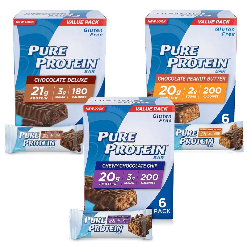 Photo 1 of Pure Protein Bars, High Protein, Nutritious Snacks to Support Energy, Low Sugar, Gluten Free, Variety Pack, 1.76oz, 18 Pc -- 2 BOXES BEST BY 01 12 2022
