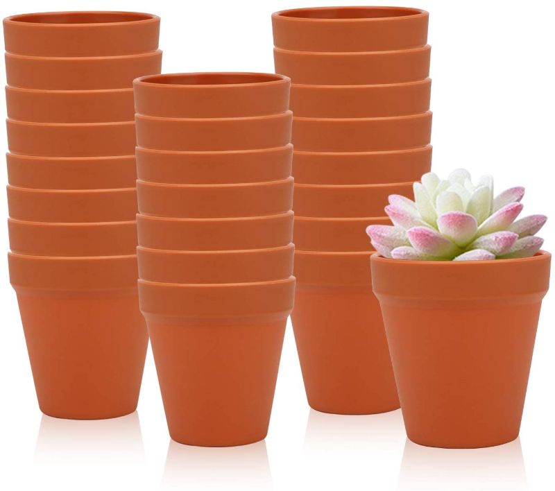 Photo 1 of 3.5 Inches / 24 pcs Plastic Plant Pots, Gardening Containers, Planters, Perfect for Indoor and Outdoor Decoration, Garden, Kitchen, Flower, Succulents (Yellow)
