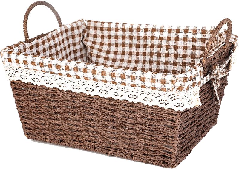 Photo 1 of WinQi Handmade Wicker Storage Baskets with Handles, for Living room, Office, Bathroom, Kitchen, Bedroom, Closet (Brown)
