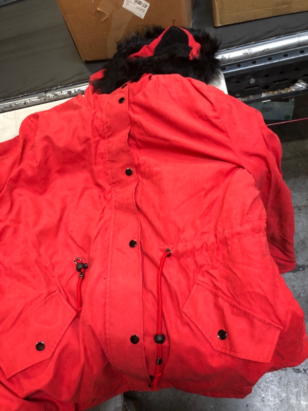 Photo 1 of KIDS RED BLACK HOODIE WITH BUTTONS AND ZIPPER FAUX FUR INSIDE CHILDS XL