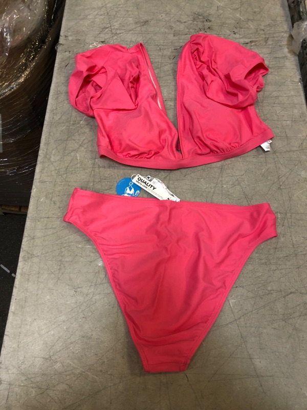 Photo 1 of Delicate Expressions Flounce Bandeau XL
Joyful Retro Puff Sleeve Bralette And High Waist Bikini Set XL

