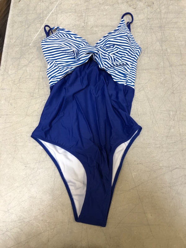 Photo 2 of Blue And Stripe One Piece Swimsuit Small
Analia Scalloped Trim Cut-Out One Piece Swimsuit. Small

