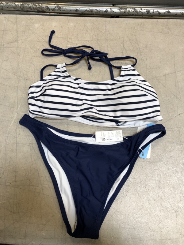 Photo 4 of Carly Colorblock One Piece Swimsuit Large
Navy Striped Halter Bikini. Medium


