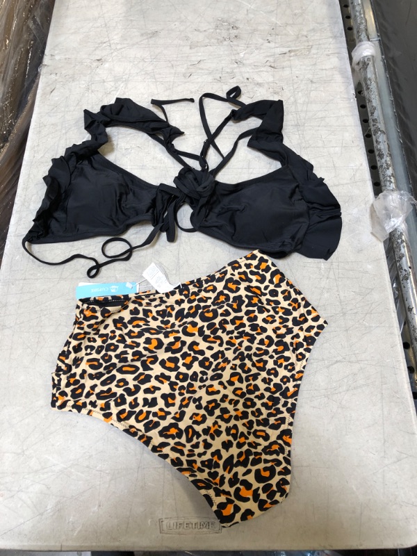 Photo 2 of Black And Leopard Falbala Bikini. Large
