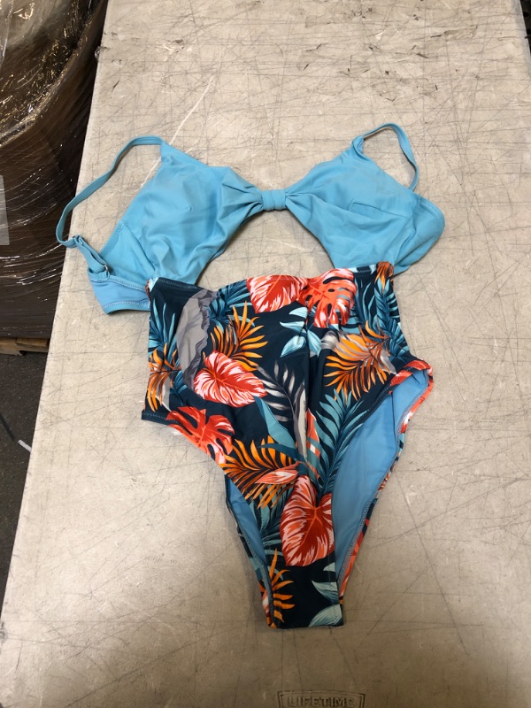 Photo 1 of Generic Blue Floral One Piece Swimsuit. Medium