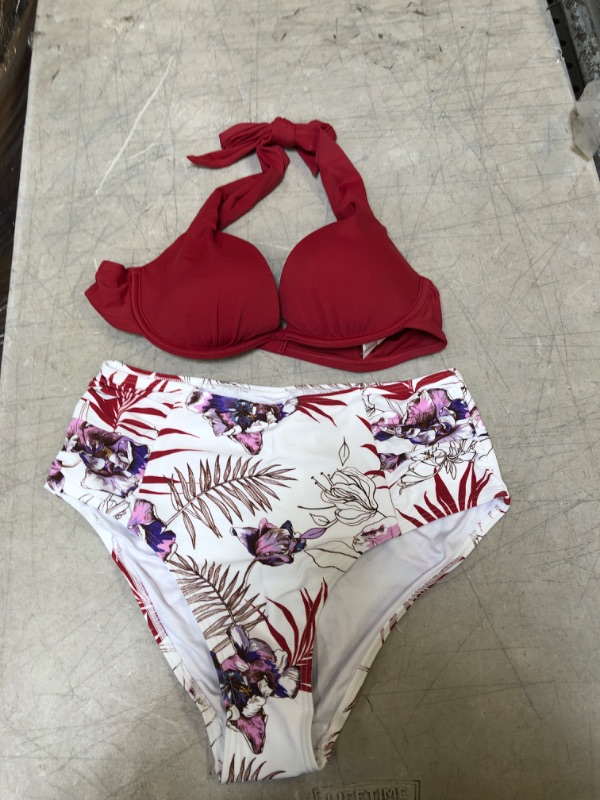 Photo 2 of Charmed Romance Halter Bikini Top & Shirring Bikini Bottom Set Medium
