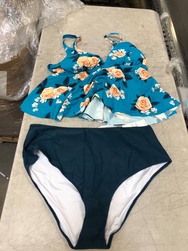 Photo 1 of Ashley Floral Ruffle Plus Size Tankini. 3X

