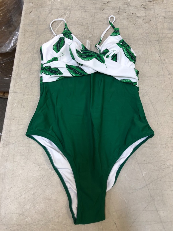 Photo 2 of Banana Leaf Twist-Front One Piece Swimsuit Medium
