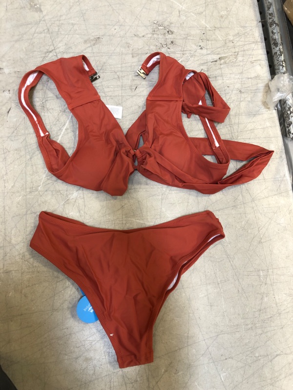 Photo 2 of Burnt Orange Stylish O-Ring Bikini. Medium
