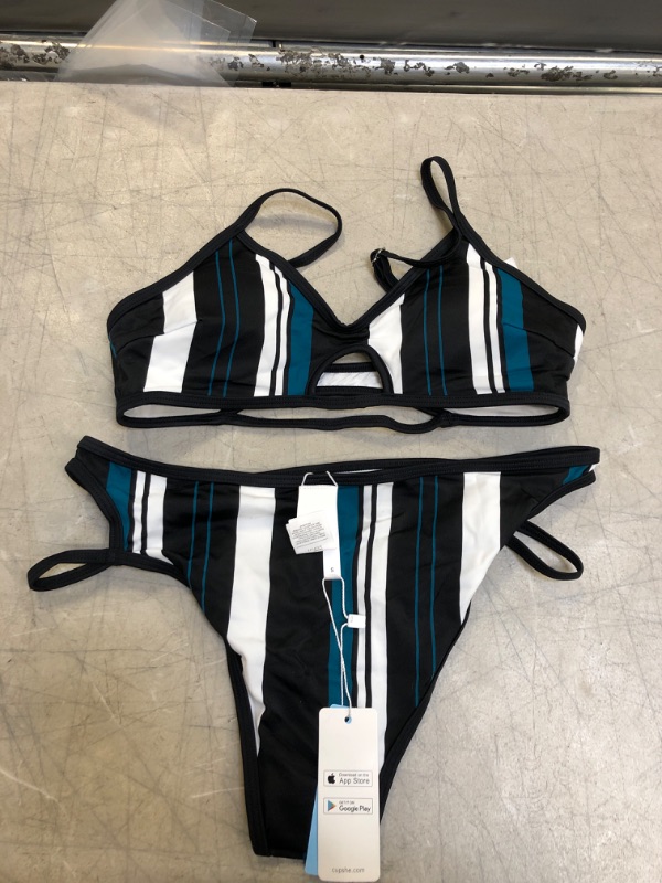 Photo 2 of Blue White And Black Striped Bikini. Small
