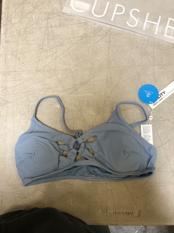 Photo 2 of Ayla Blue O-Ring Cut Out Bikini Top, Small
