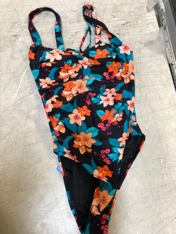 Photo 2 of Edith Floral Ruched Plus Size One Piece Swimsuit, 0X
