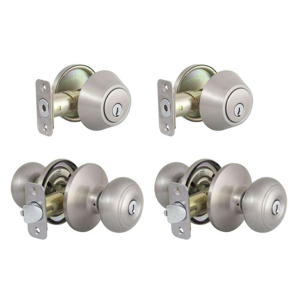 Photo 1 of 2 Pack Hartford Satin Nickel Single Cylinder Keyed Entry Deadbolt & Knob Locks
