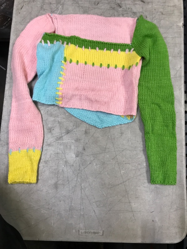 Photo 1 of Generic Multicolored Knitted Crop Sweater, Small