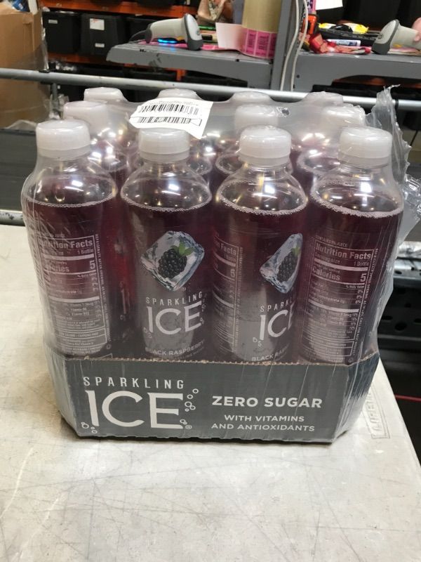 Photo 1 of Sparkling ICE, Black Raspberry Sparkling Water, Zero Sugar Flavored Water, with Vitamins and Antioxidants, Low Calorie Beverage, 17 fl oz Bottles (Pack of 12), Best By March16 2022
