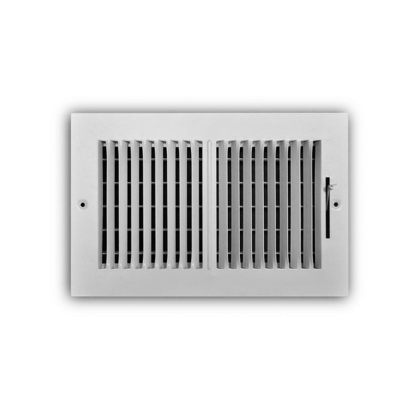 Photo 1 of 10 In. X 6 In. 2-Way Aluminum Wall/Ceiling Register In White

