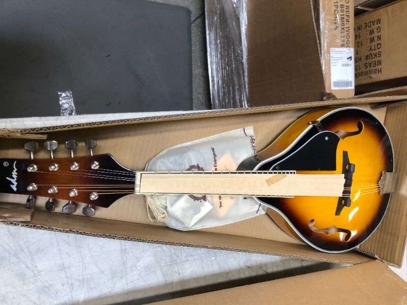 Photo 2 of ADM Music A Style Acoustic Mandolin Instrument With Case Wood Mandolins Beginner Kit for Kids Adults, Sunburst

