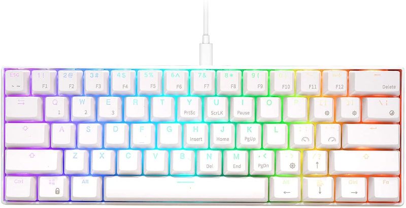 Photo 1 of RK ROYAL KLUDGE RK61 Wired 60% Mechanical Gaming Keyboard RGB Backlit Ultra-Compact Hot-Swappable Red Switch White
