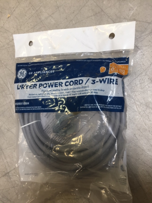 Photo 2 of 6 ft. 3-Prong 30 Amp Dryer Cord