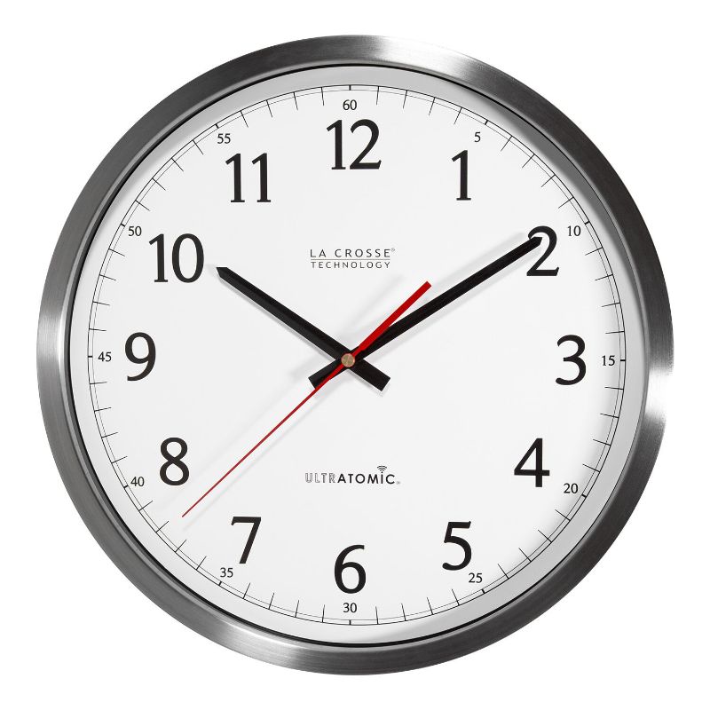 Photo 1 of 404-1235UA-SS La Crosse Technology 14" UltrAtomic Stainless Analog Wall Clock
