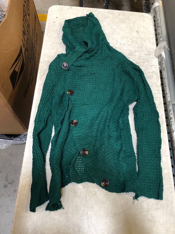 Photo 1 of Generic Green Knitted Cover Up With Hood, XXL