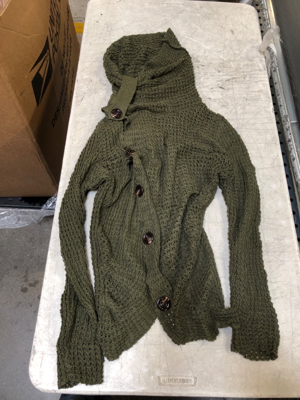 Photo 1 of Generic Green Knitted Cowl Neck Sweater, Small