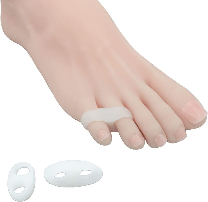 Photo 1 of Zinyakon Two Hole Gel Small Toe Separator, 12 Pcs Little Toe Spacer for Overlapping Toe, Calluses, Blister, Relieve Foot Pain, Pinky Toe Corrector for Little Toe Bunion Pain
