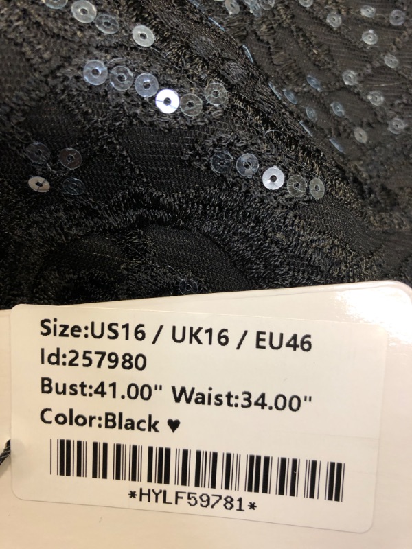 Photo 1 of Generic Black Sequin Short Sleeve, Size 16