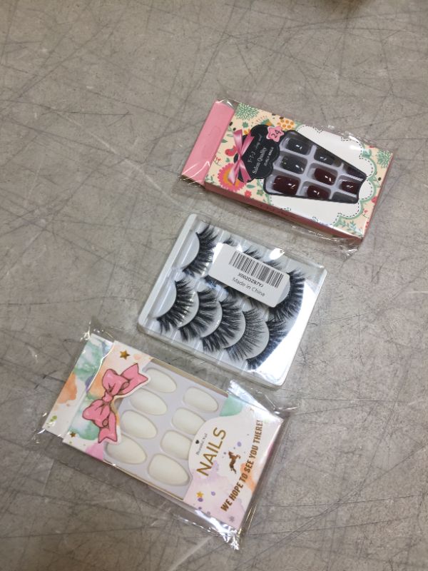 Photo 1 of 2 pack of fake nail sets and false eyelashes