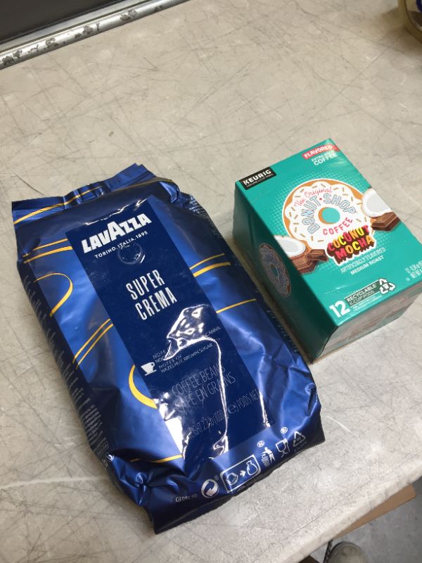 Photo 1 of 2 pack of coffee Super Crema Coffee beans 2.2lbs and donut shop k cups 12 pack