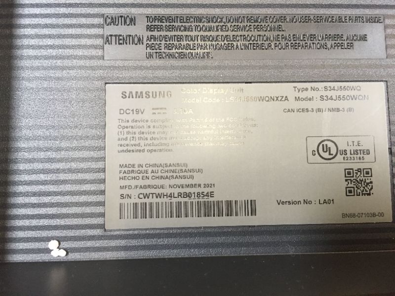 Photo 5 of SAMSUNG 34" Class Flat 3,440 x 1,440 Ultra HD - LS34J550WQNXZA