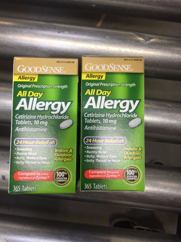 Photo 2 of GoodSense All Day Allergy, Cetirizine Hydrochloride Tablets, 10 mg, Antihistamine, 365 Count
EXP7/2022 2PK