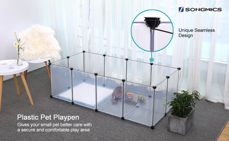 Photo 1 of SONGMICS Pet Playpen, Small Animal Playpen, Fence Cage with Bottom for Small Animals Guinea Pigs, Hamsters, Bunnies, Rabbits, White ULPC02W
