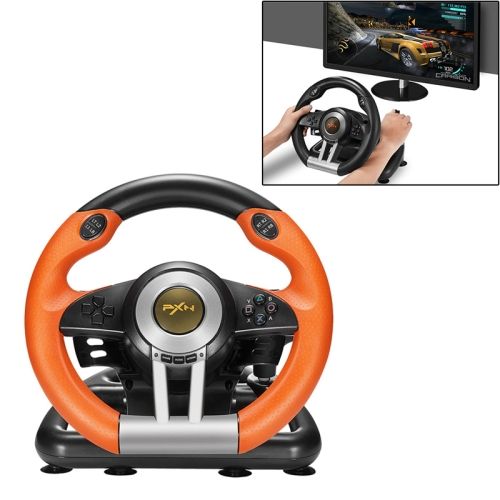 Photo 1 of PXN-V3 Racing Game Steering Wheel for PC / PS3 / 4 / xbox one / switch(Orange)