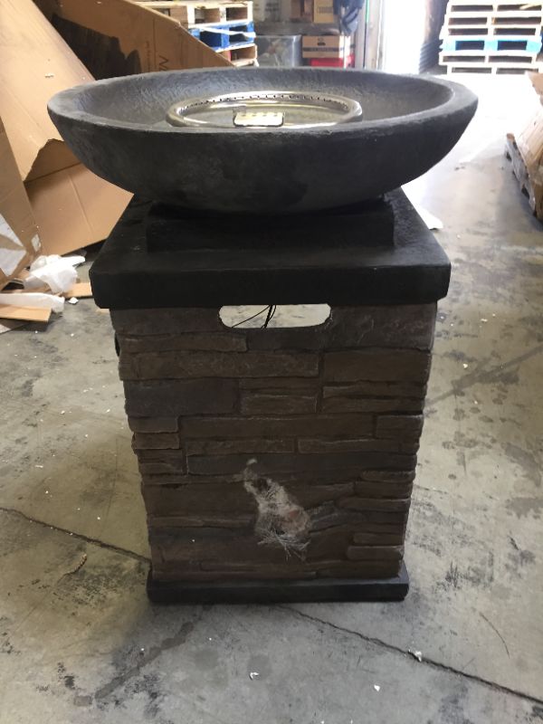 Photo 3 of Bond Manufacturing 63172 Newcastle Propane Firebowl Column Realistic Look Firepit Heater Lava Rock 40,000 BTU Outdoor Gas Fire Pit 20 lb, Pack of 1, Natural Stone
