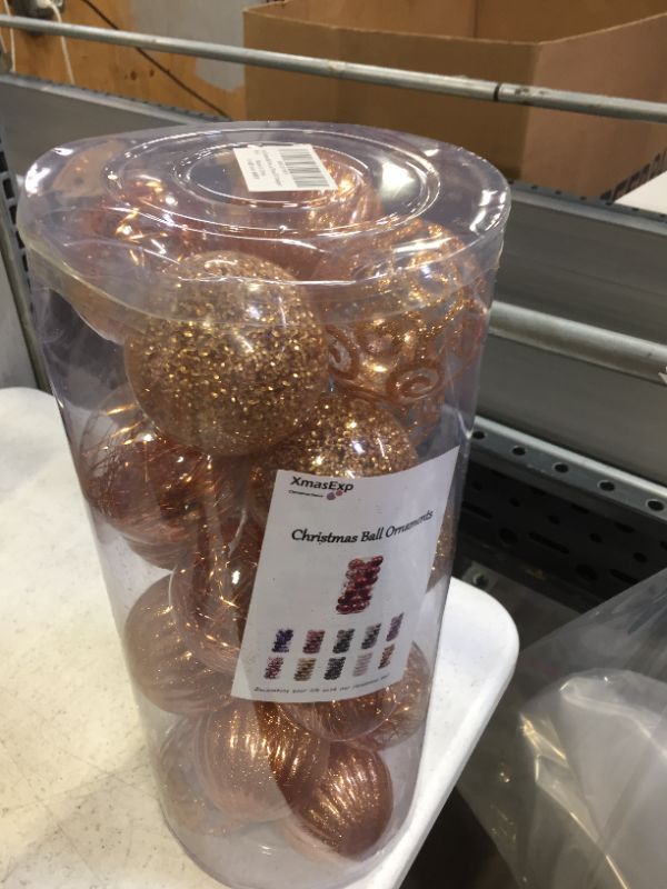 Photo 1 of 24ct Christmas Ball Ornaments Shatterproof Large Clear Plastic Hanging Ball Decorative with Stuffed Delicate Decorations (70mm/2.76" Champagne)
