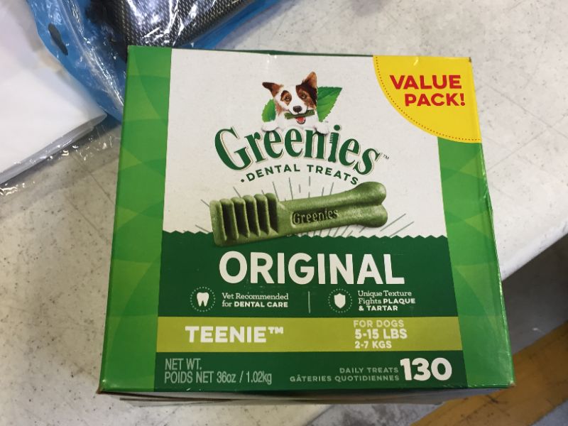Photo 1 of GREENIES Original TEENIE Natural Dog Dental Care Chews Oral Health Dog Treats, 36 oz. Pack (130 Treats)
