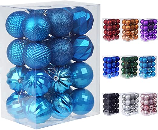 Photo 1 of Dohance Christmas Balls Ornaments, Xmas Ball Baubles Set - Shatterproof Decorative Hanging Ornaments Baubles Set for Xmas Tree (Lake Blue, 60mm/2.36")
