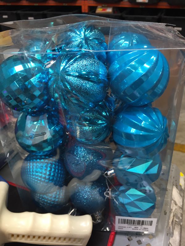 Photo 2 of Dohance Christmas Balls Ornaments, Xmas Ball Baubles Set - Shatterproof Decorative Hanging Ornaments Baubles Set for Xmas Tree (Lake Blue, 60mm/2.36")
