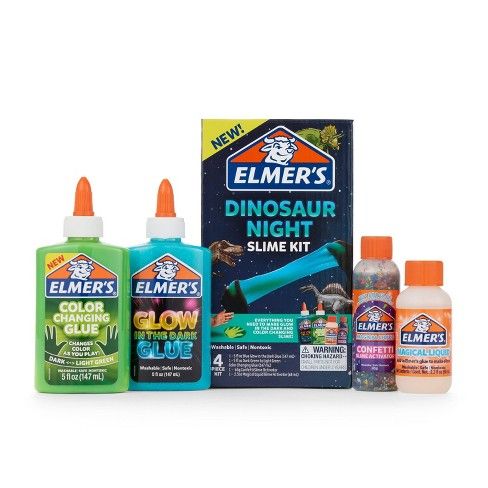 Photo 1 of Elmer's 4pk Color Changing Dinosaur Night Slime Kit Multicolored