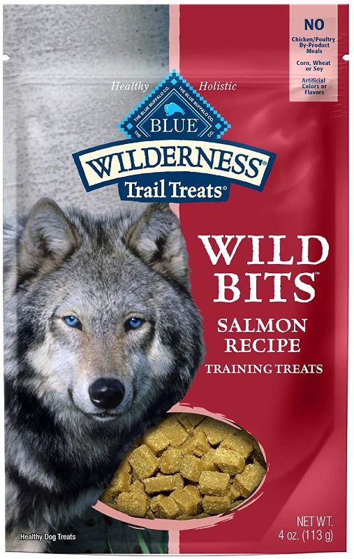 Photo 1 of Blue Buffalo Wilderness Trail Treats Wild Bits High Protein Grain Free Soft-Moist Training Dog Treats, Salmon Recipe 4-oz bag -- BB 09/08/2022, 2 PACK