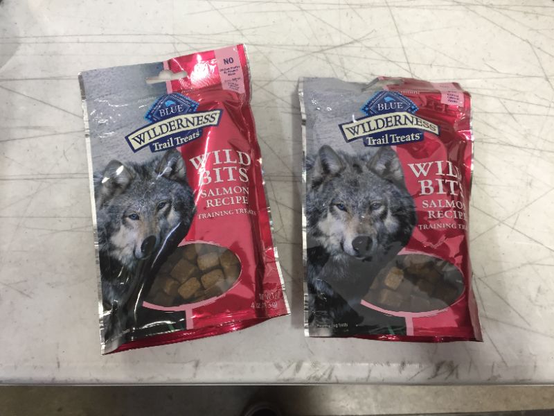 Photo 2 of Blue Buffalo Wilderness Trail Treats Wild Bits High Protein Grain Free Soft-Moist Training Dog Treats, Salmon Recipe 4-oz bag -- BB 09/08/2022, 2 PACK